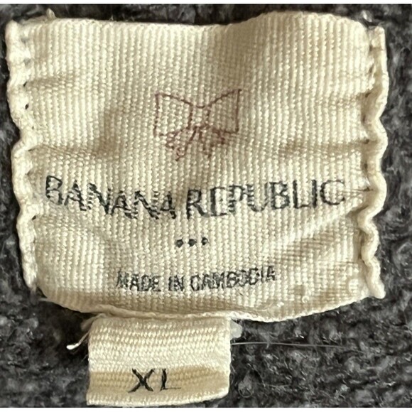 Banana Republic Zip Sweatshirt Puff‎ Sleeve Gray XL 2010s Logo Cozy Minimal Soft - Picture 4 of 5